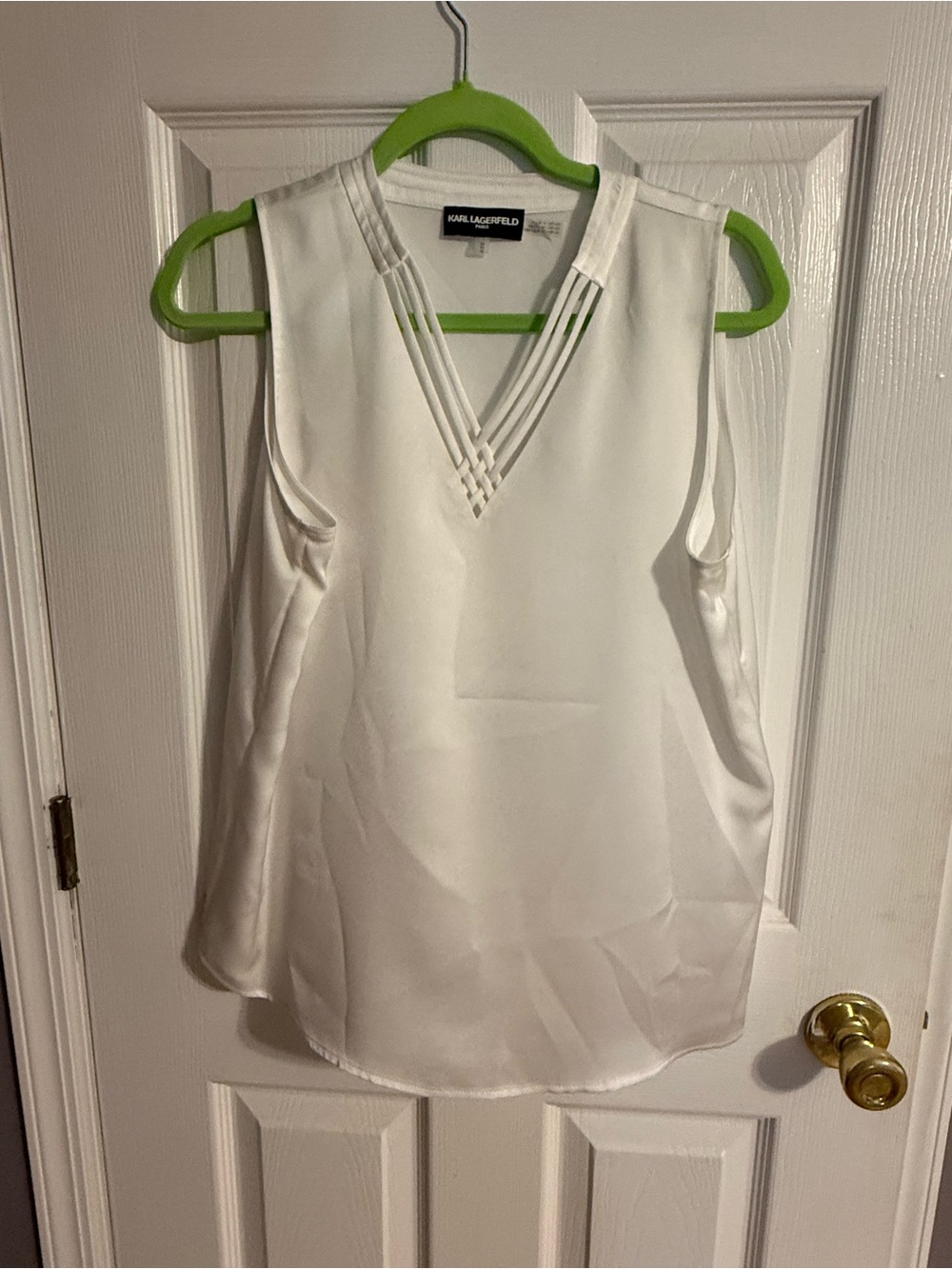 Karl Lagerfeld White V-Neck Multi-Strap Sleeveless Camisole